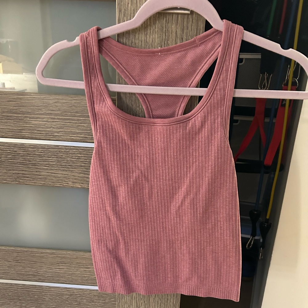 Ebb to street cropped razorback tank top. Color-velvet dust